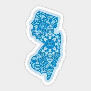 Blue New Jersey State Gift Mandala Yoga NJ Art Sticker